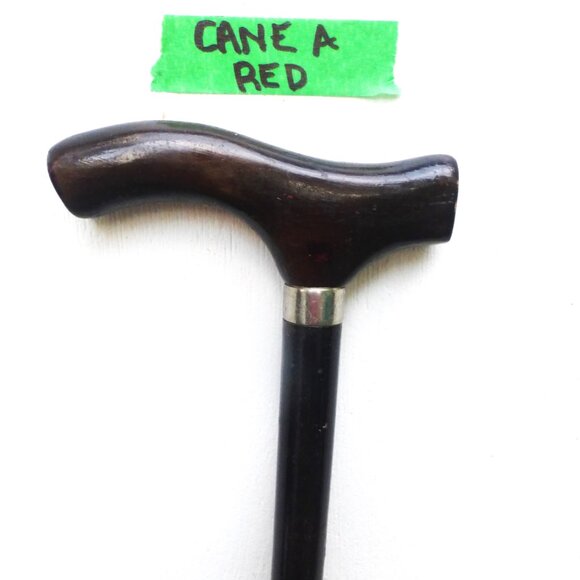 BS - Men's WOOD CANE Walking Cane Walking Stick Health Mobility Stability Red - Picture 2 of 10